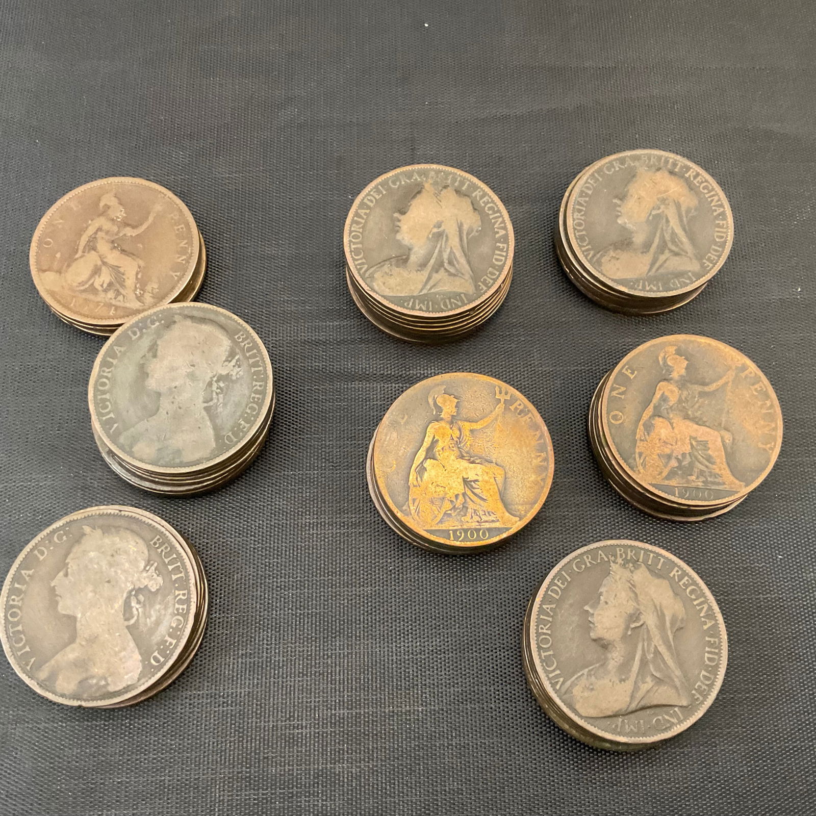 Group of 54 United Kingdom 1 Penny Coins Victoria (1 of 3)