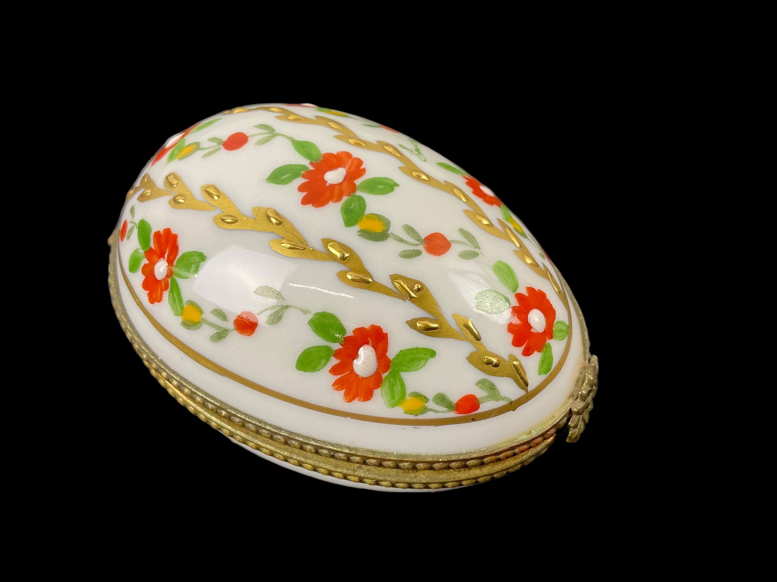 Limoges Porcelain Egg Shape Trinket Box Signed Emice (1 of 6)