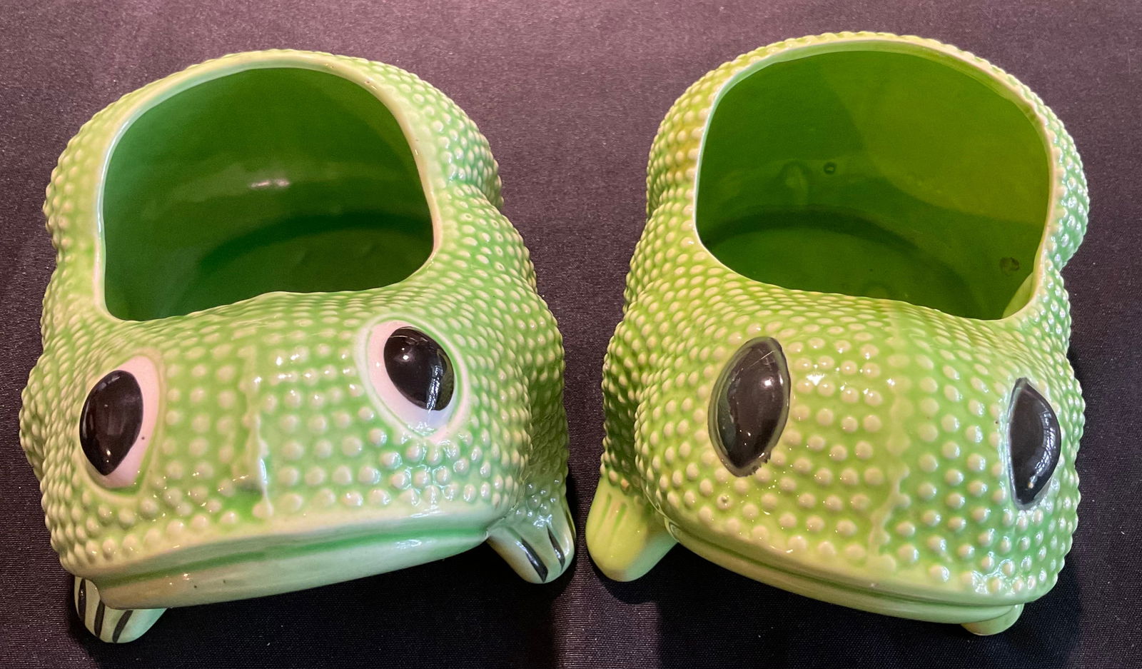 Pair of Hobnail Frog Planters In the Style of Jean Roger, France (1 of 11)