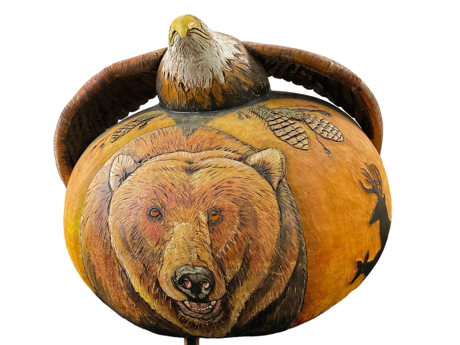 Signed and Numbered Carved Gourd by Marquerite Smith (1 of 10)