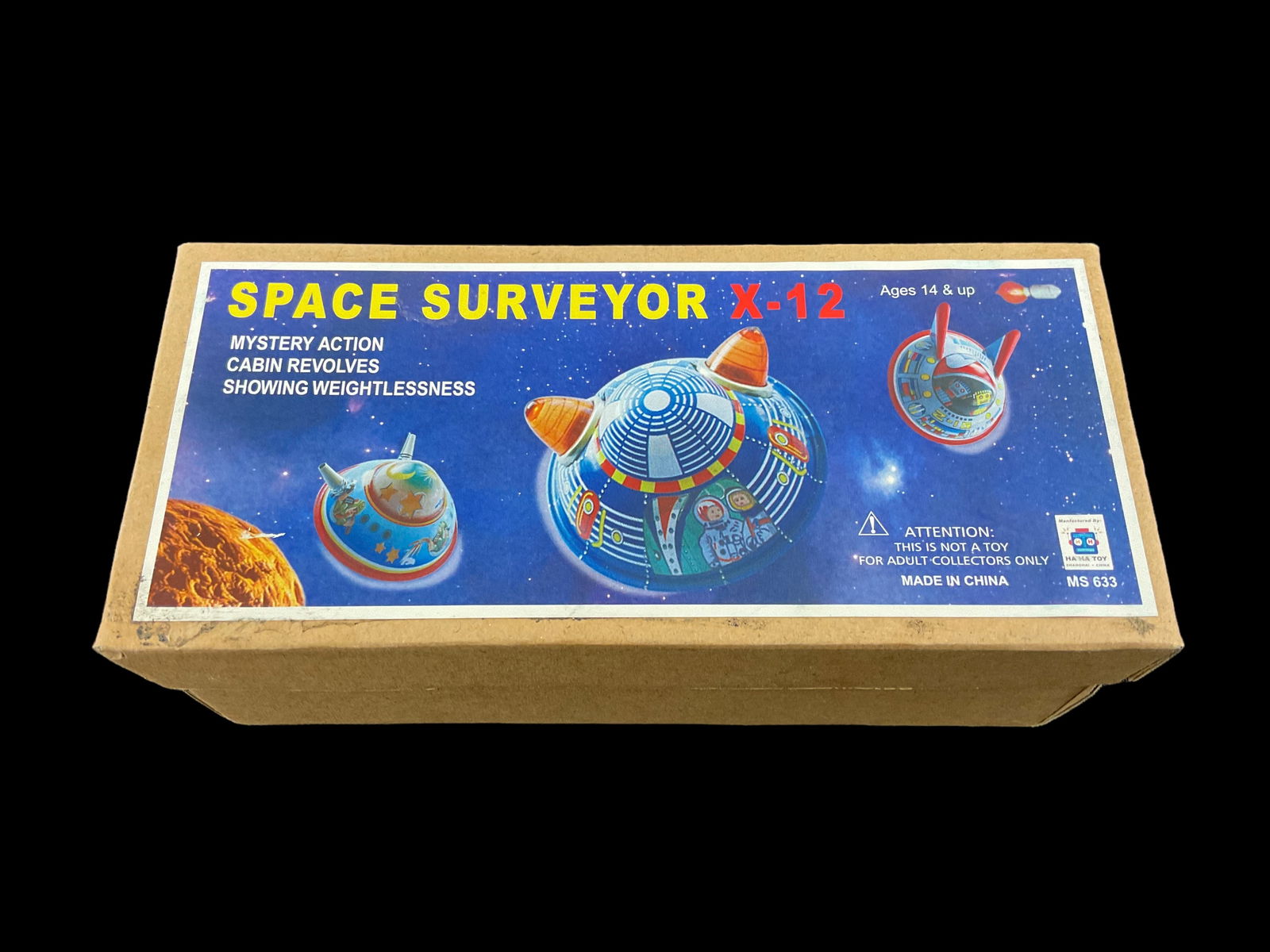 Space Surveyor X-12 Three Wind Up Spaceship Tin Toys (1 of 4)