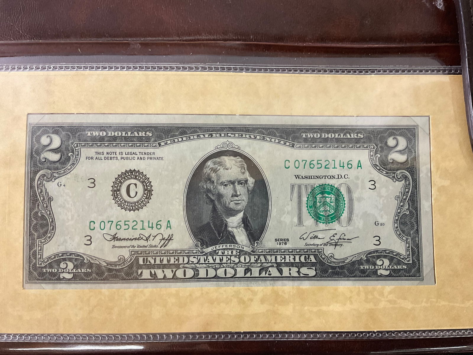 Franklin Mint 1976 US 2-Dollar Bill First Day of Issue COA (1 of 8)