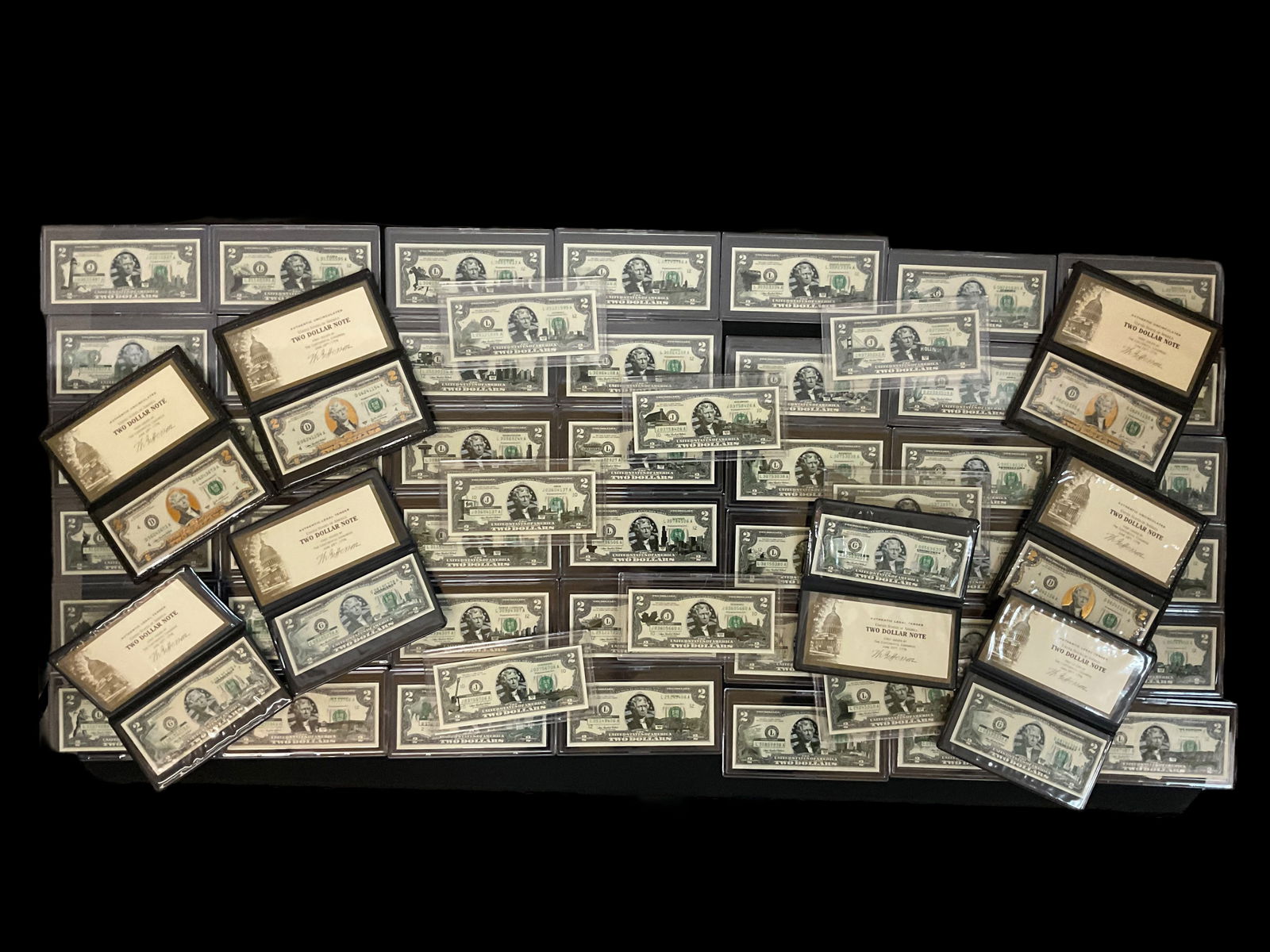 Mixed Group of 58 Colorized 2-Dollar Bills (1 of 9)
