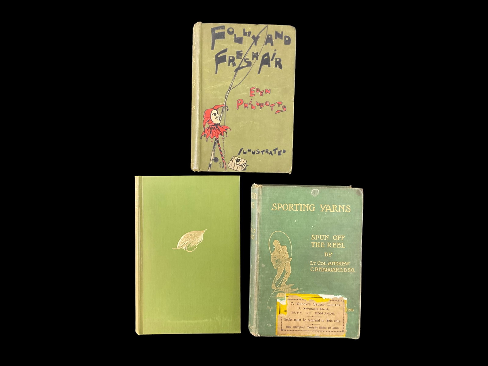 Group of 3 Folly and Fresh Air 1899, Sporting Yarns 1903, Fly Fishing 1947: Folly and Fresh Air 1899, Sporting Yarns 1903, Fly Fishing 1947 1) Folly and Fresh Air, 1899, by Eden Phillpotts, Illustrated by J. Ley Pethybridge, Publisher Hurst and Blackett Limited London, New an