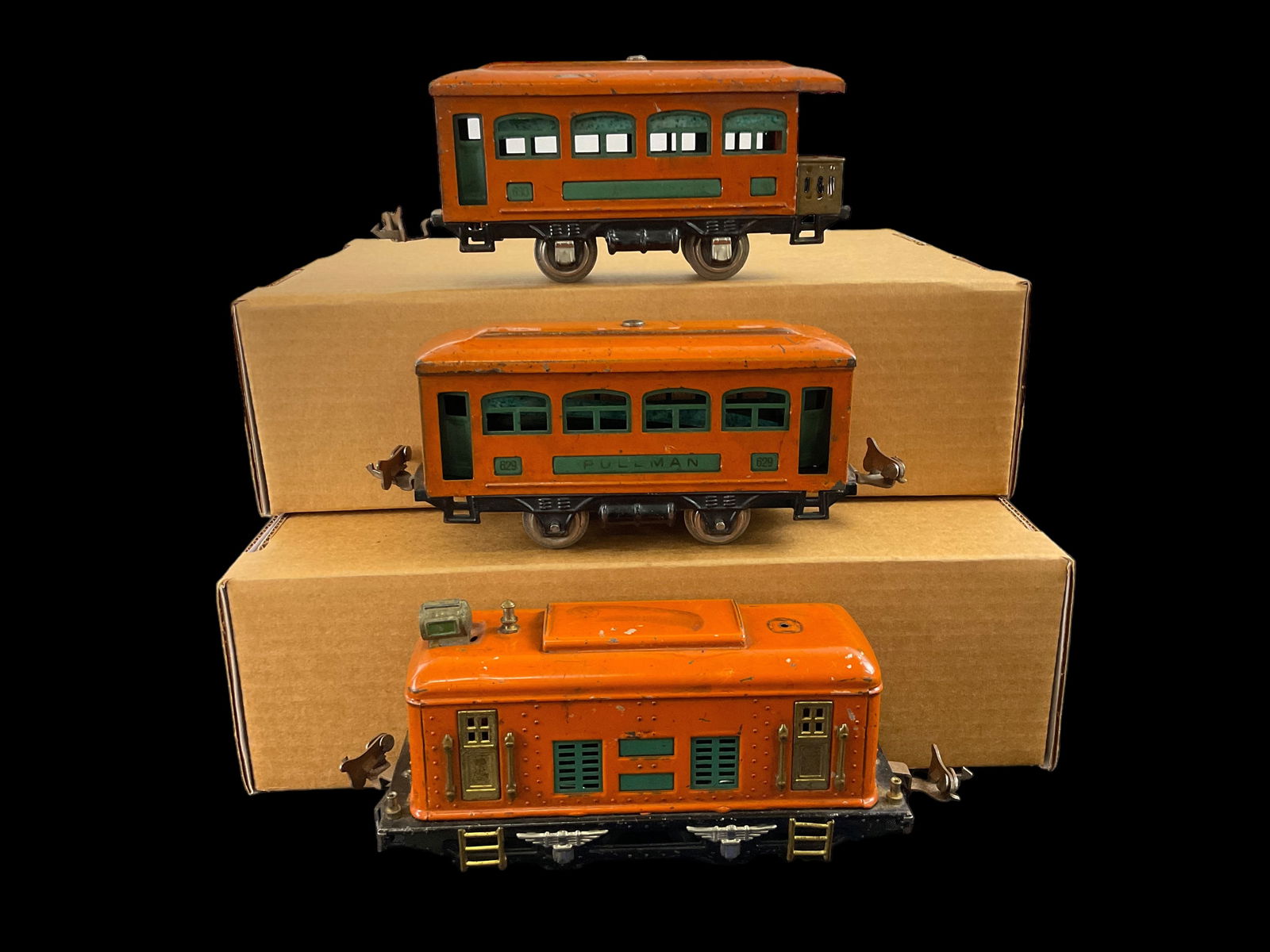 Group of 3 Catalogued Set Lionel Prewar O Gauge 248 Electric Locomotive 629 Pullman 630 Observation (1 of 6)