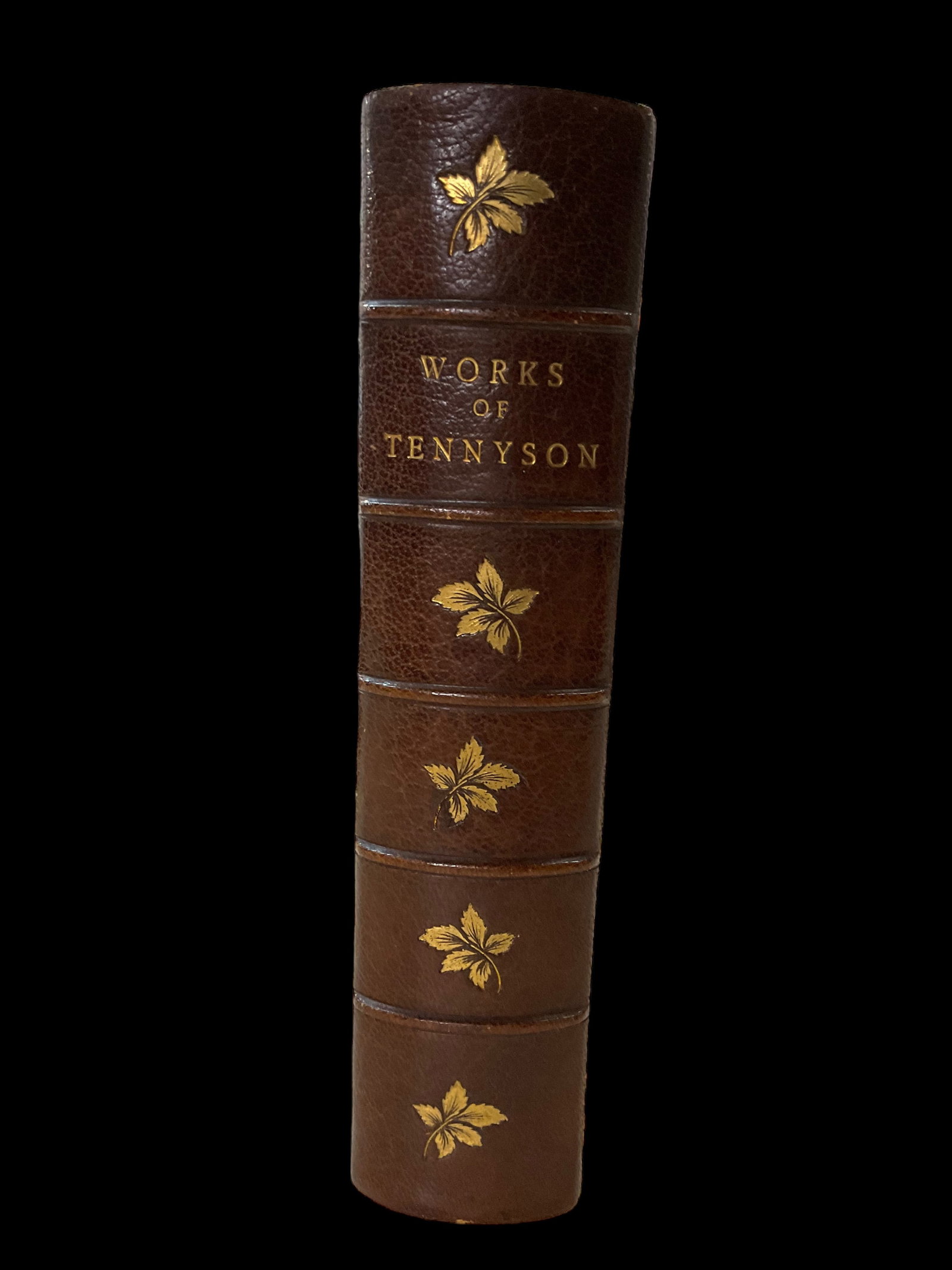The Complete Works Of Alfred Lord Tennyson 1894: The Complete Works Of Alfred Lord Tennyson 1894 Poet Laureate, MacMillan and Co. Rebound in leather, 5 raised ribs, gilt edges, Condition owners name on first page, bumped corners, shows some&nb