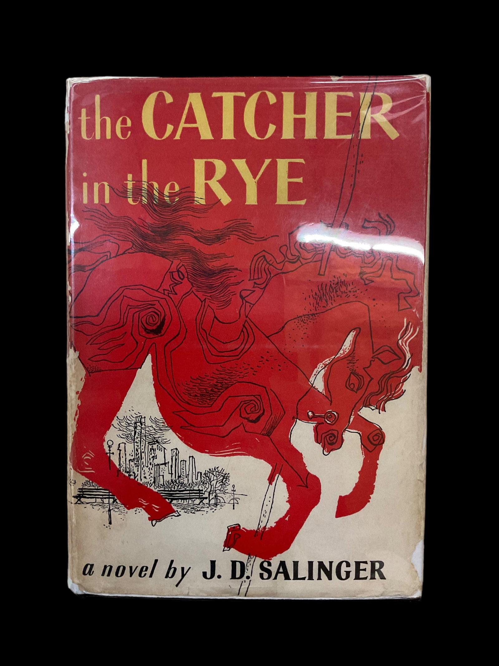 Catcher in the Rye by J.D. Salinger Book of the Month 1951: The Catcher in the Rye by J.D. Salinger, Little, Brown and Company, Book of the Month Club Selection, 1951, black boards with gilt lettering to spine, Condition very good, dust jacket has chips 