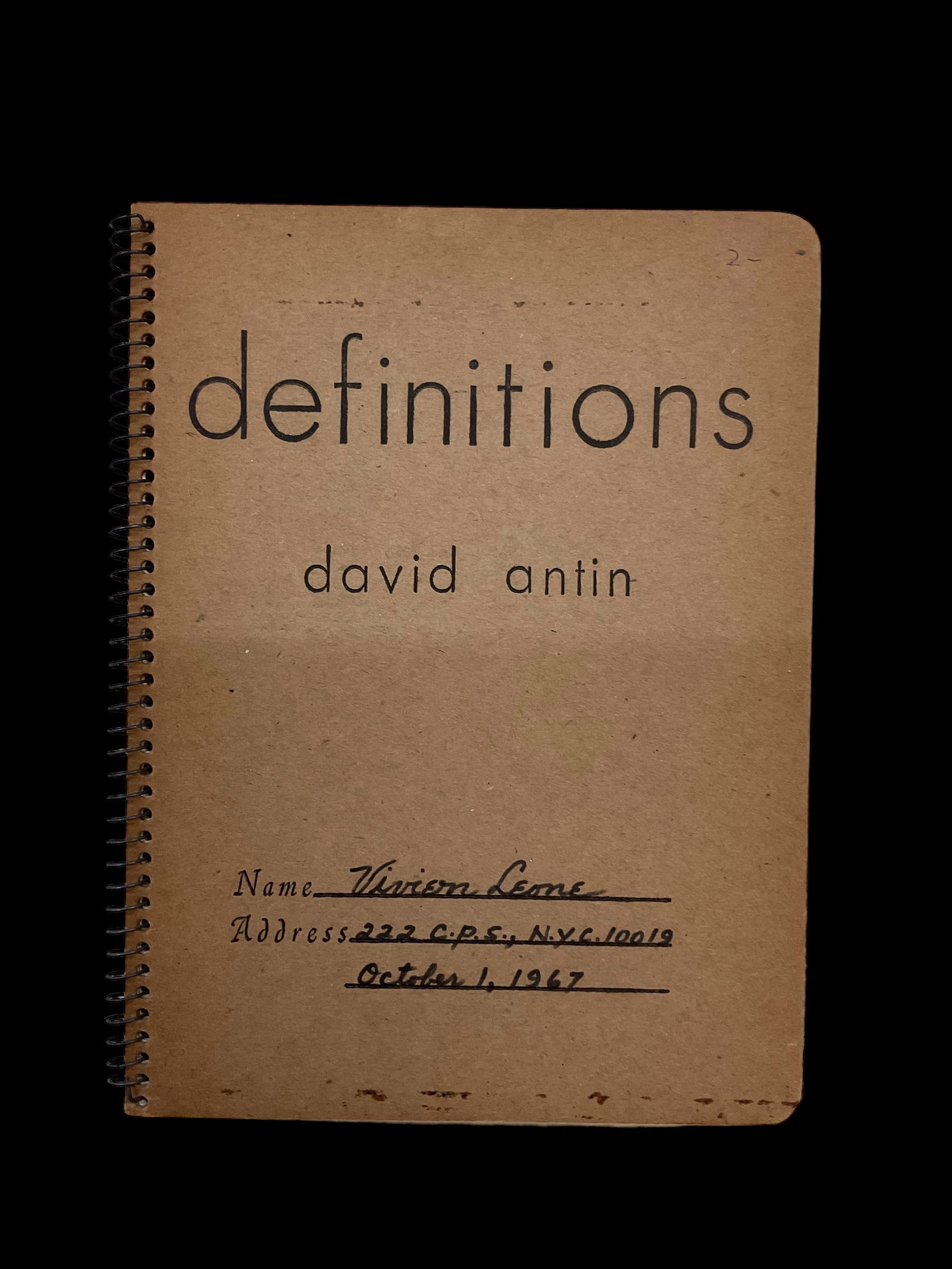 Definitions by David Antin, 1st Edition 1967 (1 of 8)