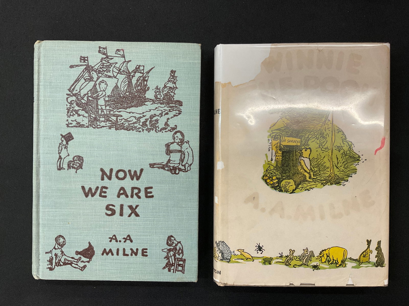Winnie The Pooh and Now We Are Six by A. A. Milne both 1945: Winnie The Pooh and Now We Are Six by A. A. Milne both 1945 1) Winnie The Pooh, Decorations by Ernest H. Shepard, E. P. Dutton & Co., 198th Printing September 1945, Dust Jacket, 2) Now We Ar