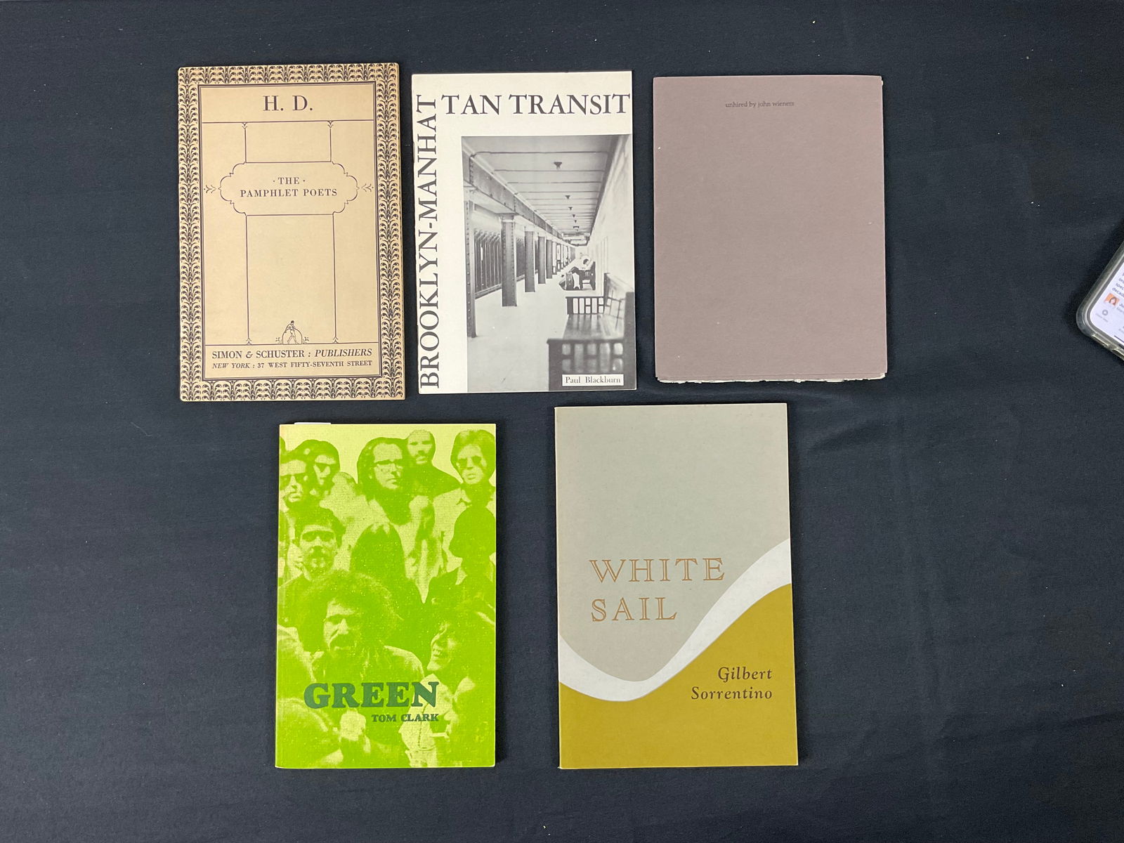 Mixed Collection of 5 Poem Pamphlets 1926- 1977: Collection of 5 Poem Pamphlets 1926- 1977 1) H.D. The Pamphlet Poets 1926, Simon and Schuster Incorporated, Edited by Hughes Mearns, 2) Brooklyn-Manhattan Transit A Bouquet For Flatbush by Paul
