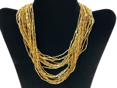 Signed Miriam Haskell Sixteen Strand Gold Necklace