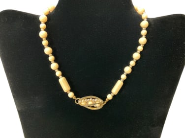 Signed Miriam Haskell Bead and Pearl Choker Necklace