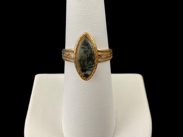 19th Century 18K Yellow Gold and Dendrite Agate Ring