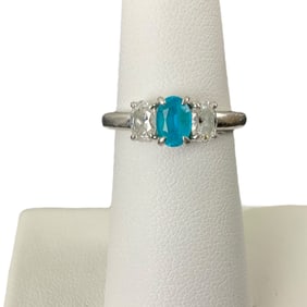 18K Tiffany & Co. Platinum Tourmaline and Diamond Ring.