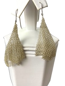 Tiffany & Co. Sterling Silver Mesh Scarf Drop Dangle Earrings with Pouch and Box