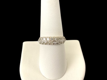 14K White Gold Double Row Diamond Ring