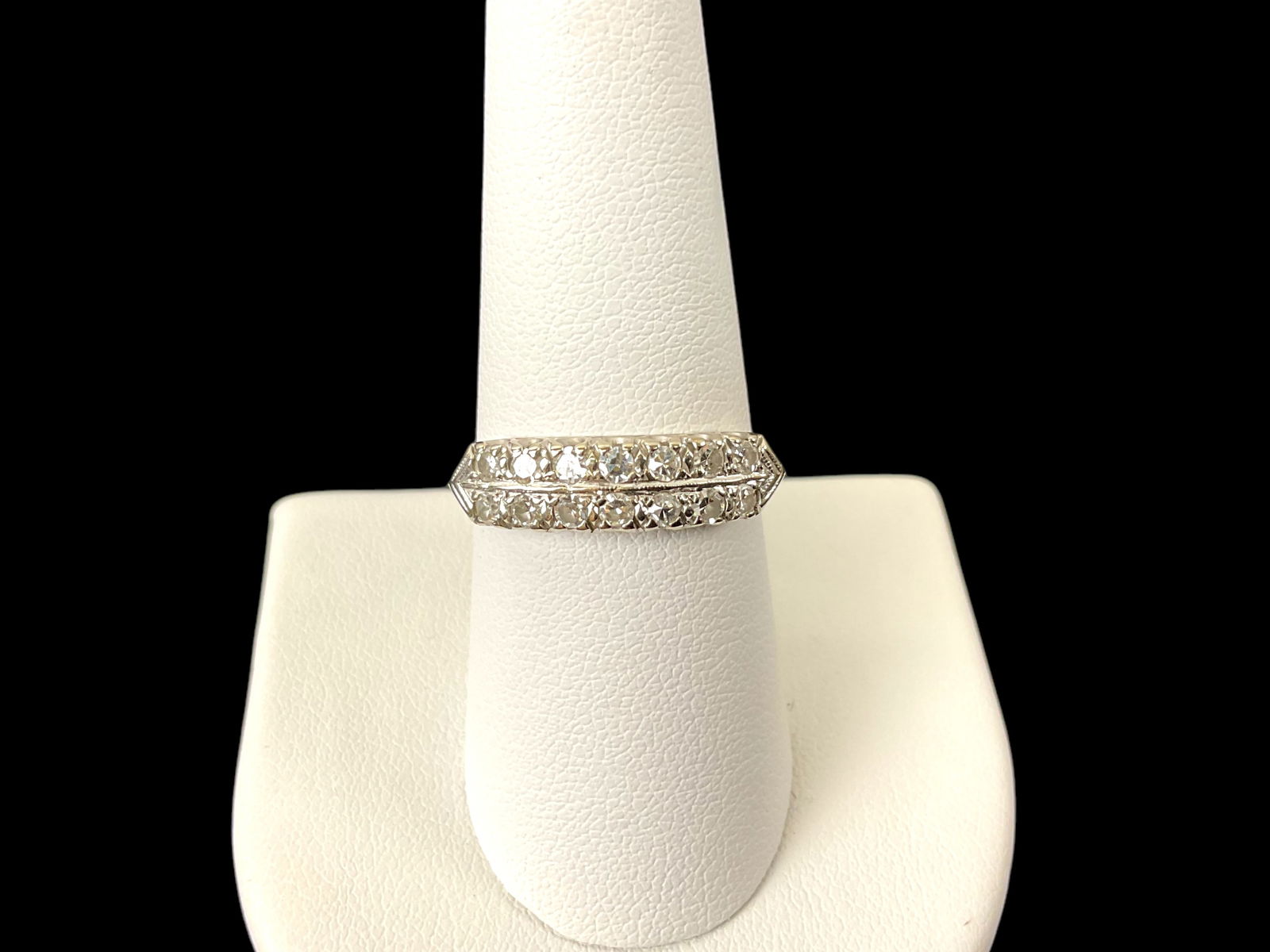 14K White Gold Double Row Diamond Ring (1 of 5)