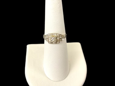Filigree Art Deco Style 18K White Gold Diamond Ring