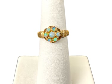 14K Yellow Gold Opal Cluster Ring