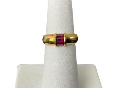 Tiffany & Co. 18K Yellow Gold and Ruby Ring with Original Box