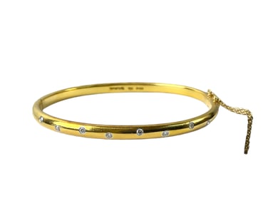 Tiffany & Co. 18K Yellow Gold and Round Diamond “Etoile" Bangle