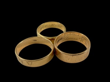 Set 3 14K Yellow Gold Vintage Wedding Bands
