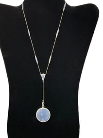 R. Blackington & Co Sterling and Guilloch Enamel Locket Pendant Necklace