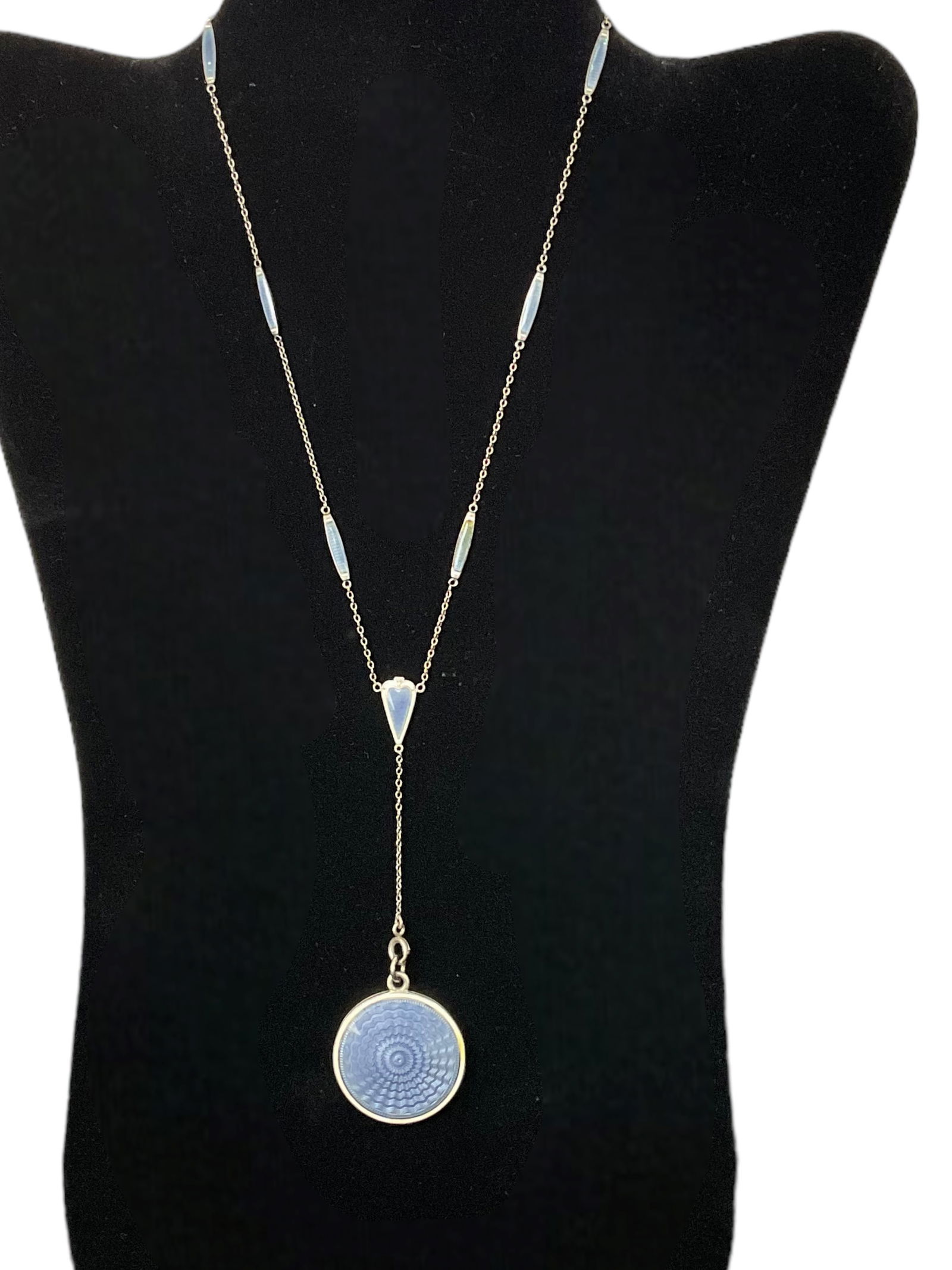 R. Blackington & Co Sterling and Guilloch Enamel Locket Pendant Necklace (1 of 6)