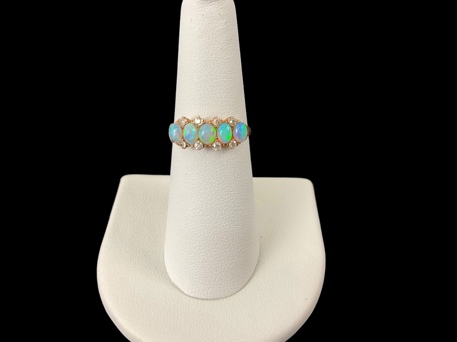14K Gold Opal and Diamond Ring and Original Box (1 of 8)