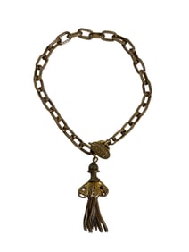 Signed Miriam Haskell Brass Chain Tassel Bracelet