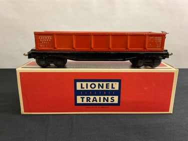 Lionel Prewar O Gauge 2812 Gondola Car with 5 barrels with box (1938-42)