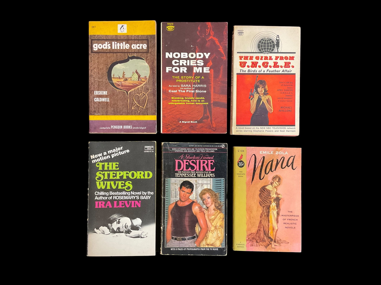 Collection of 6 Paperback Books, 1946 to 1984: Collection of 6 Paperback Books, 1946 to 1984 1) God's Little Acre by Erskine Caldwell, 1946, Penguin Books 581, Stated 1st Penguin Books Edition March 1946, 2) Nana by Emile Zola, 1954, Pock