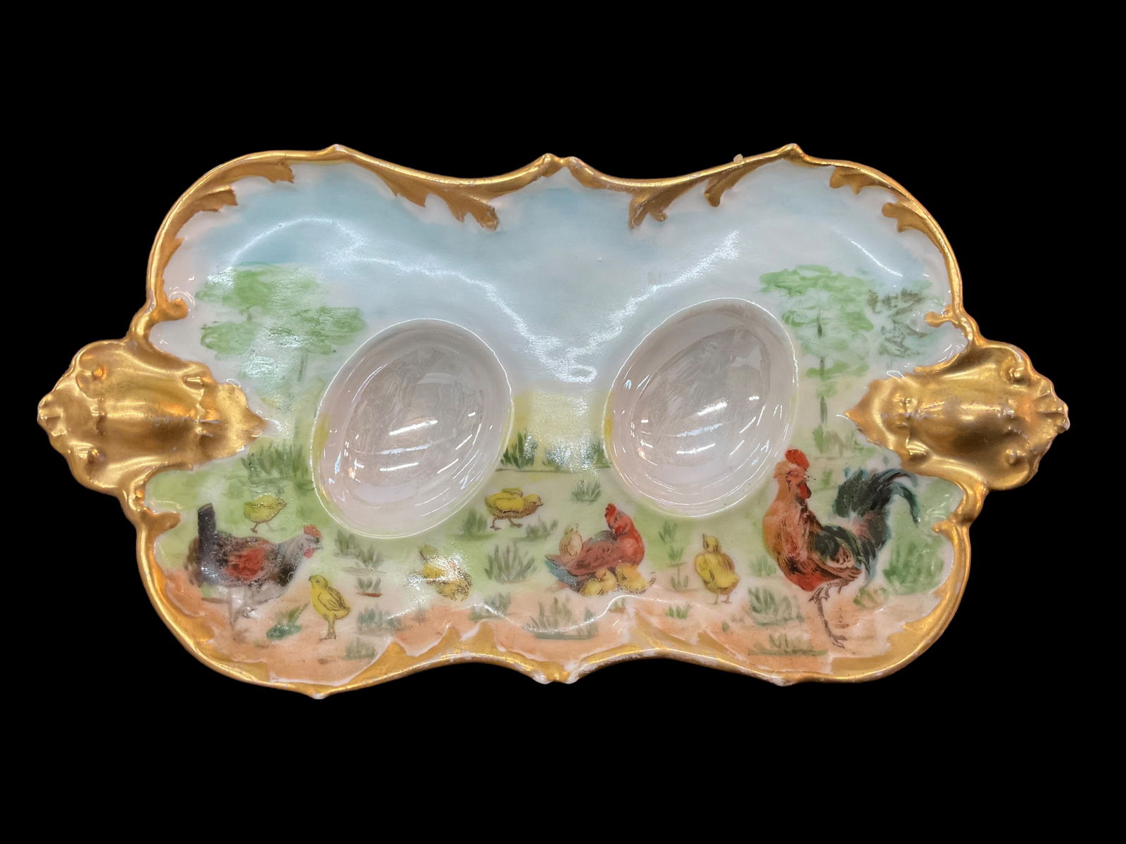Antique 2-Well Limoge Egg Tray By AK (1 of 5)