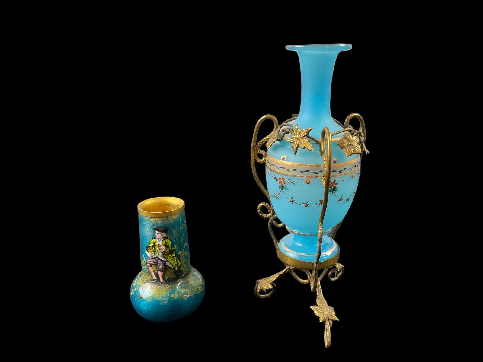 Two Vintage Glass Blue Vases (1 of 11)