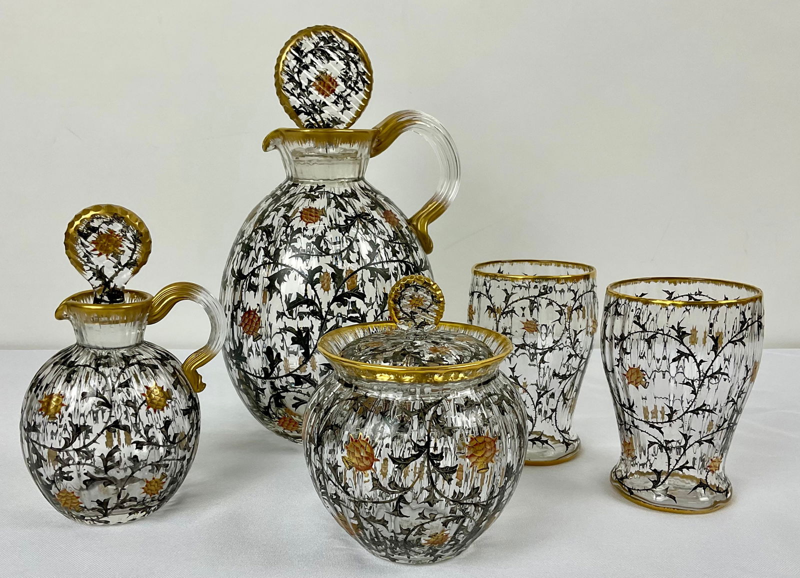 Antique DAUM NANCY French Liqueur Decanter Set, Absinthe Service or Bonne Nuit (1 of 16)