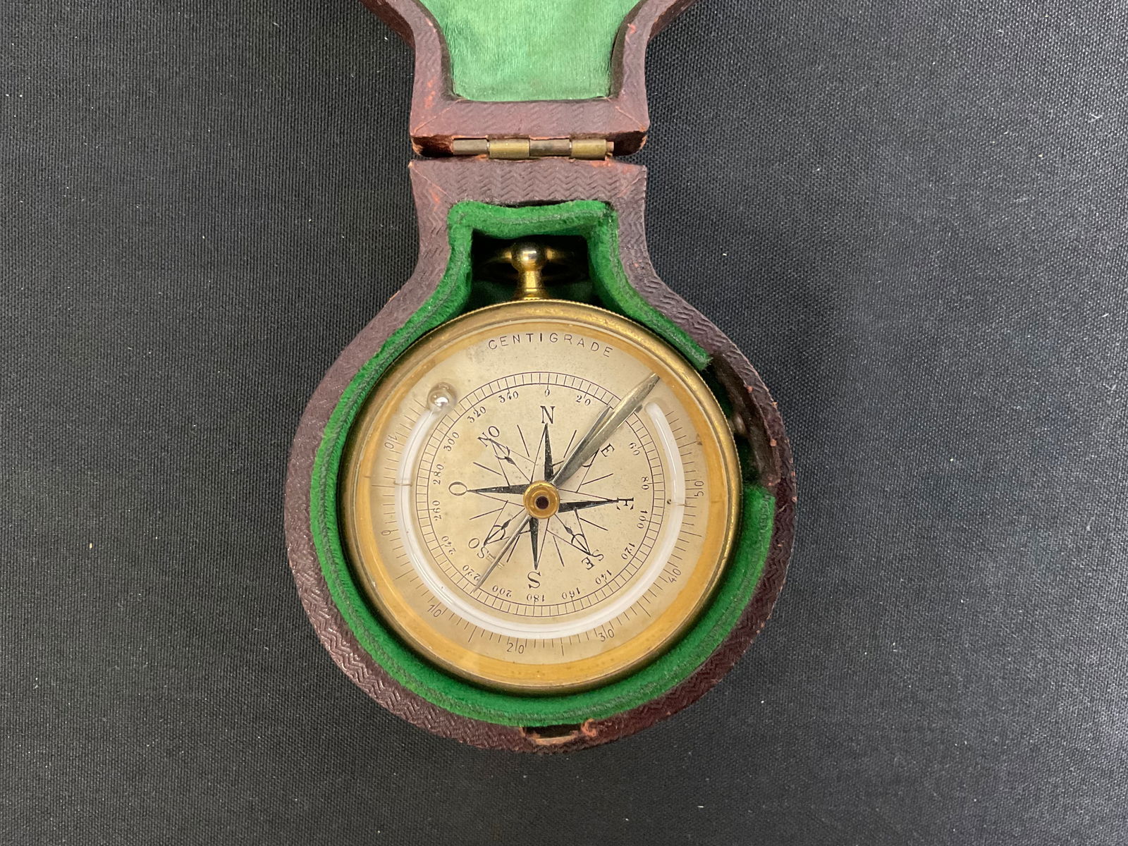 Brass Pocket Barometer and Compass With Leather Case (1 of 12)