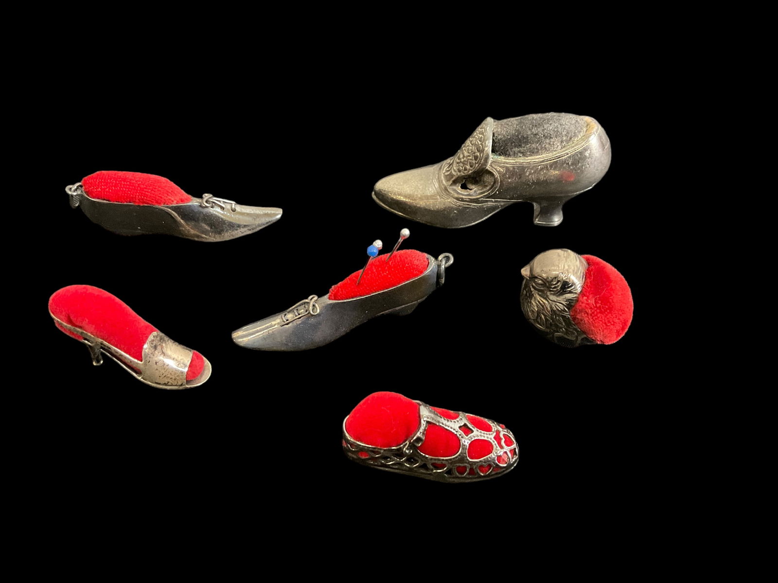 Group of 6 Sterling Silver and Metal Pin Cushions (1 of 4)