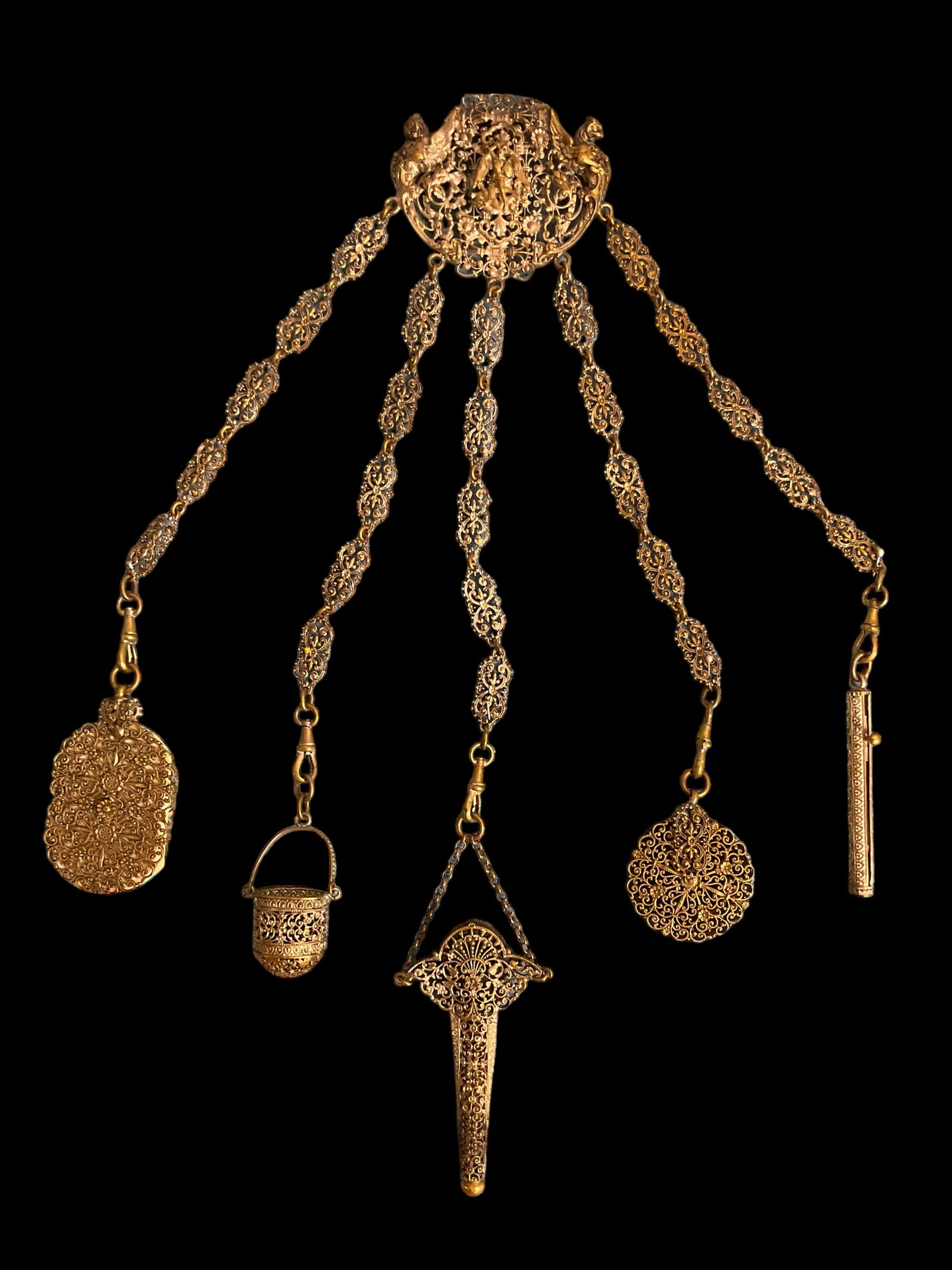 19th Century Victorian Base Metal Chatelaine (1 of 13)
