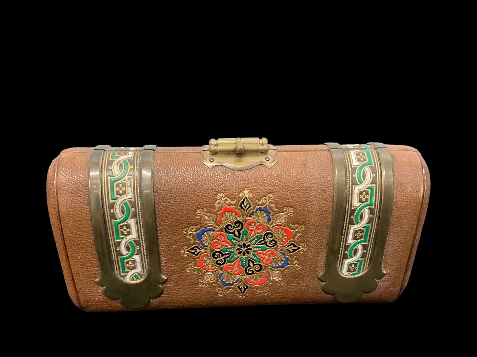 Antique Leather Crochet Sewing Box (1 of 7)
