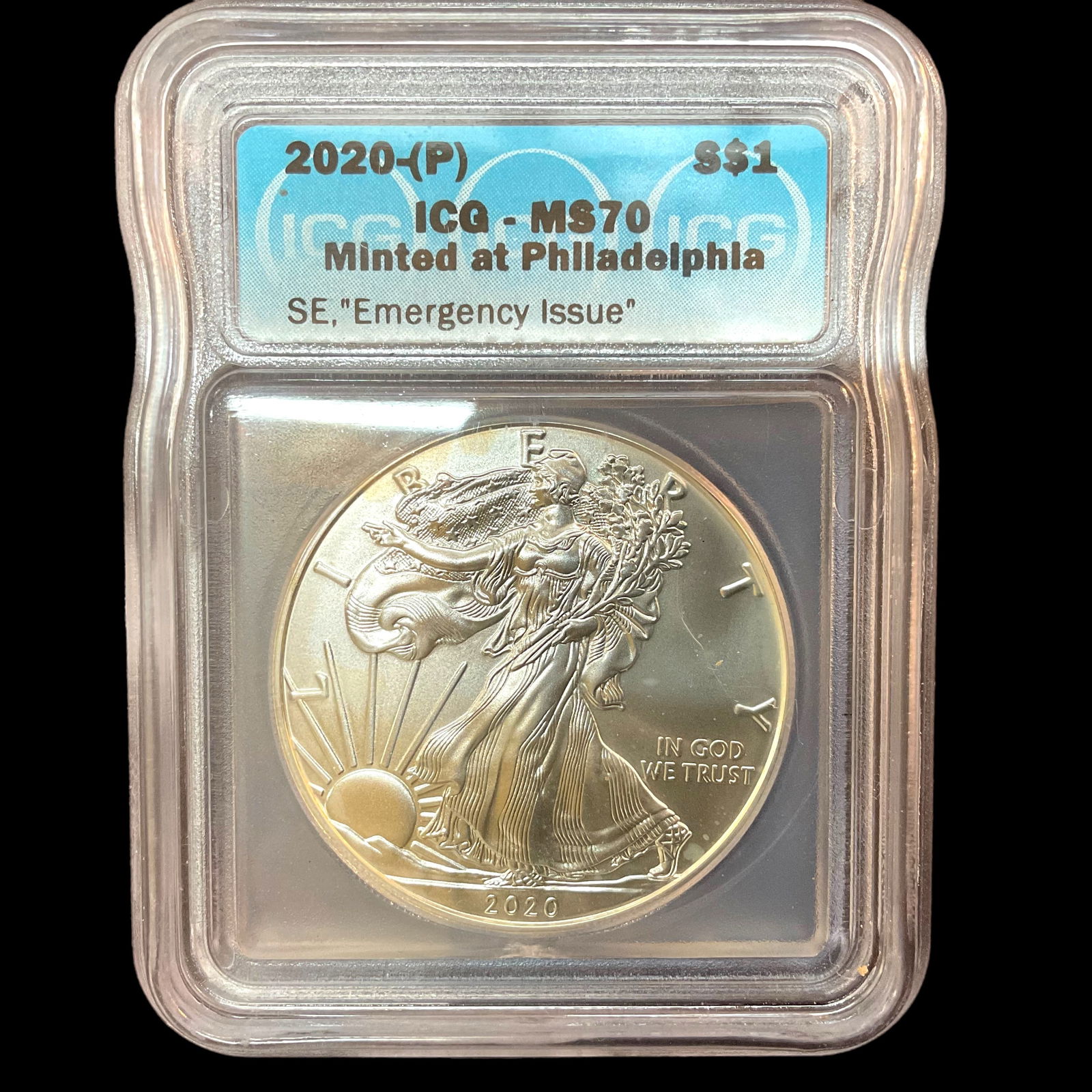 2020 (P) American Silver Eagle $1 Coin "Emergency Issue"  ICG MS70 (1 of 2)