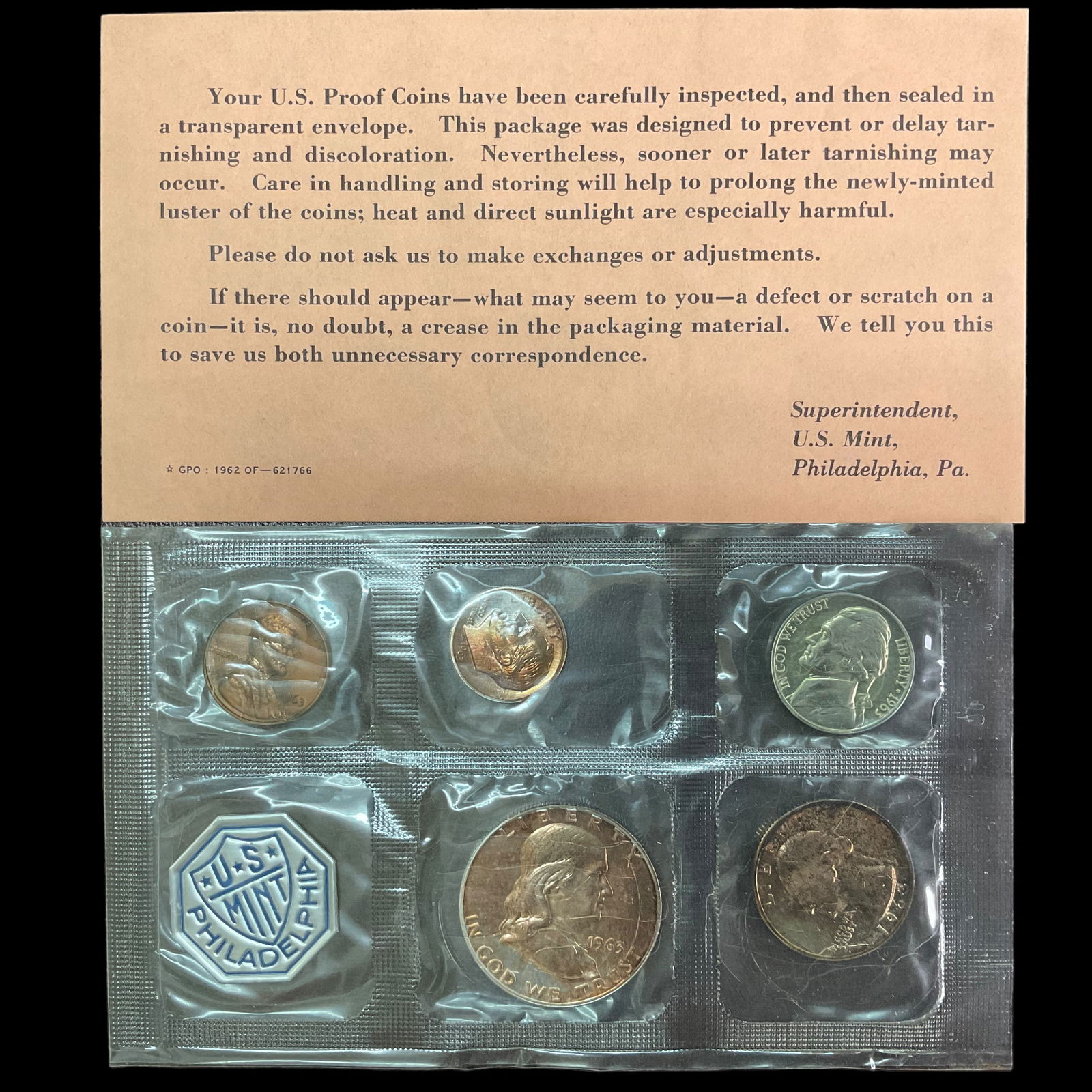 1963 US Mint Proof 5-Coin Set Philadelphia Mint Toned (1 of 3)
