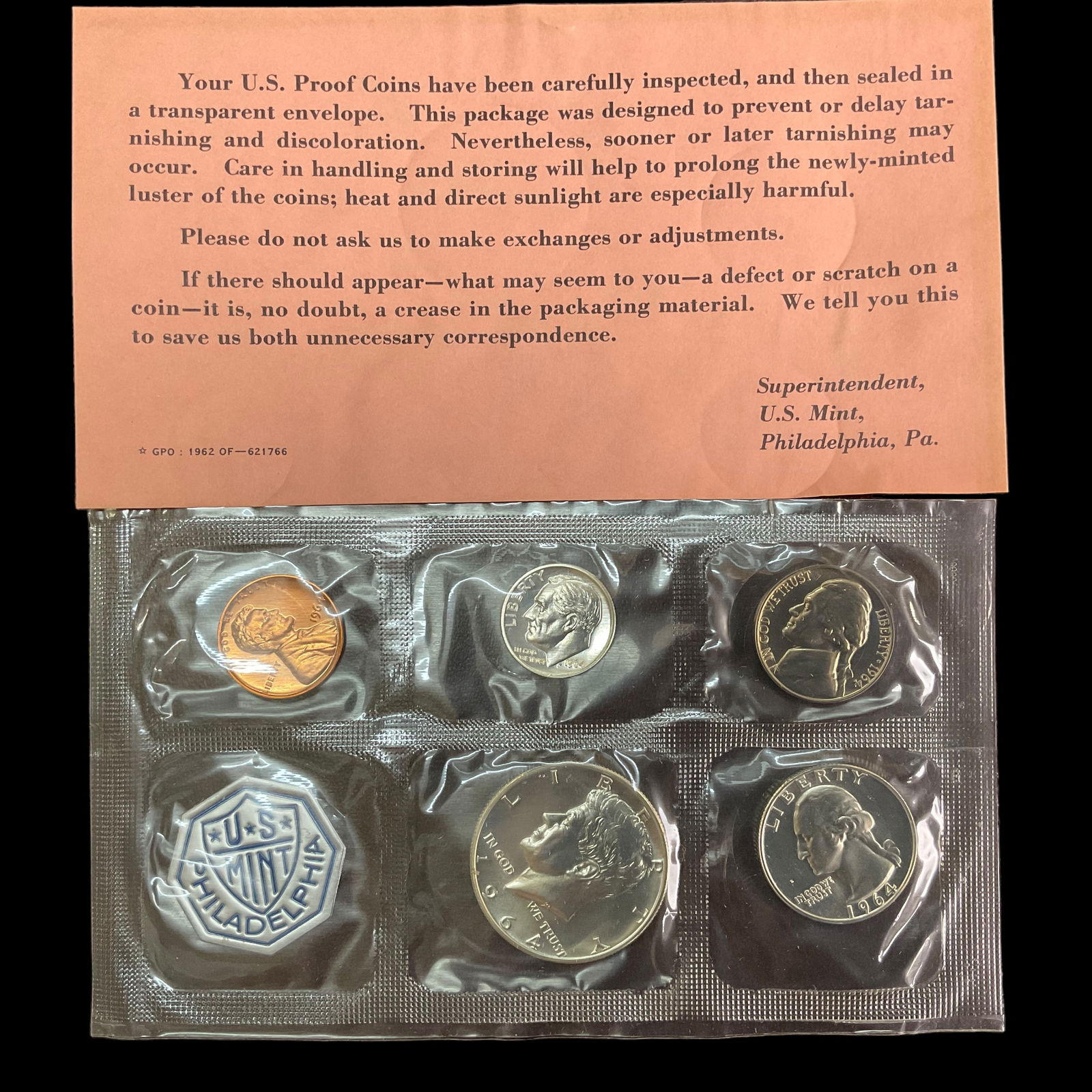 1964 US Mint Proof 5-Coin Set Philadelphia Mint (1 of 3)