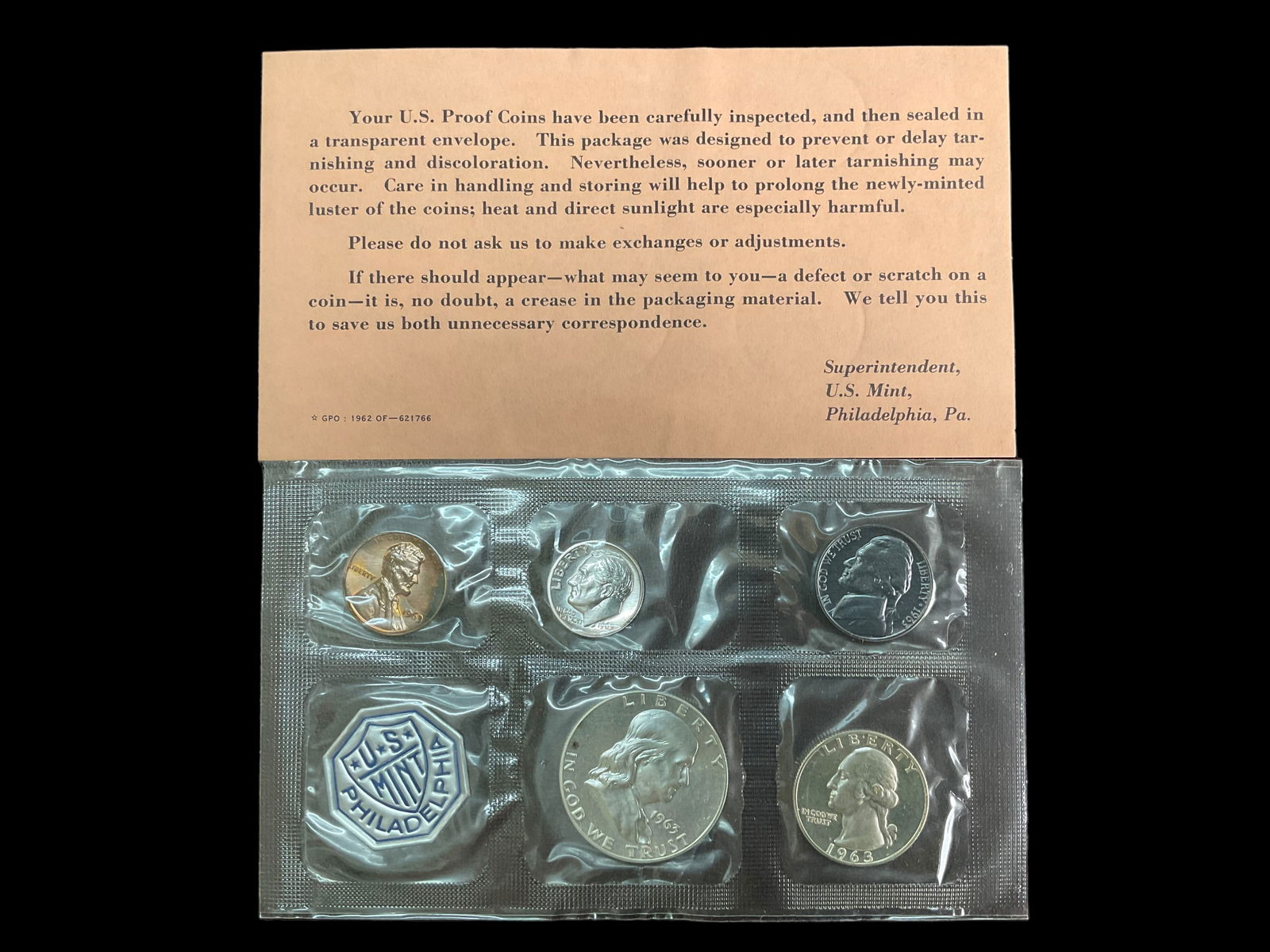 1963 US Mint Proof 5-Coin Set Philadelphia Mint (1 of 4)