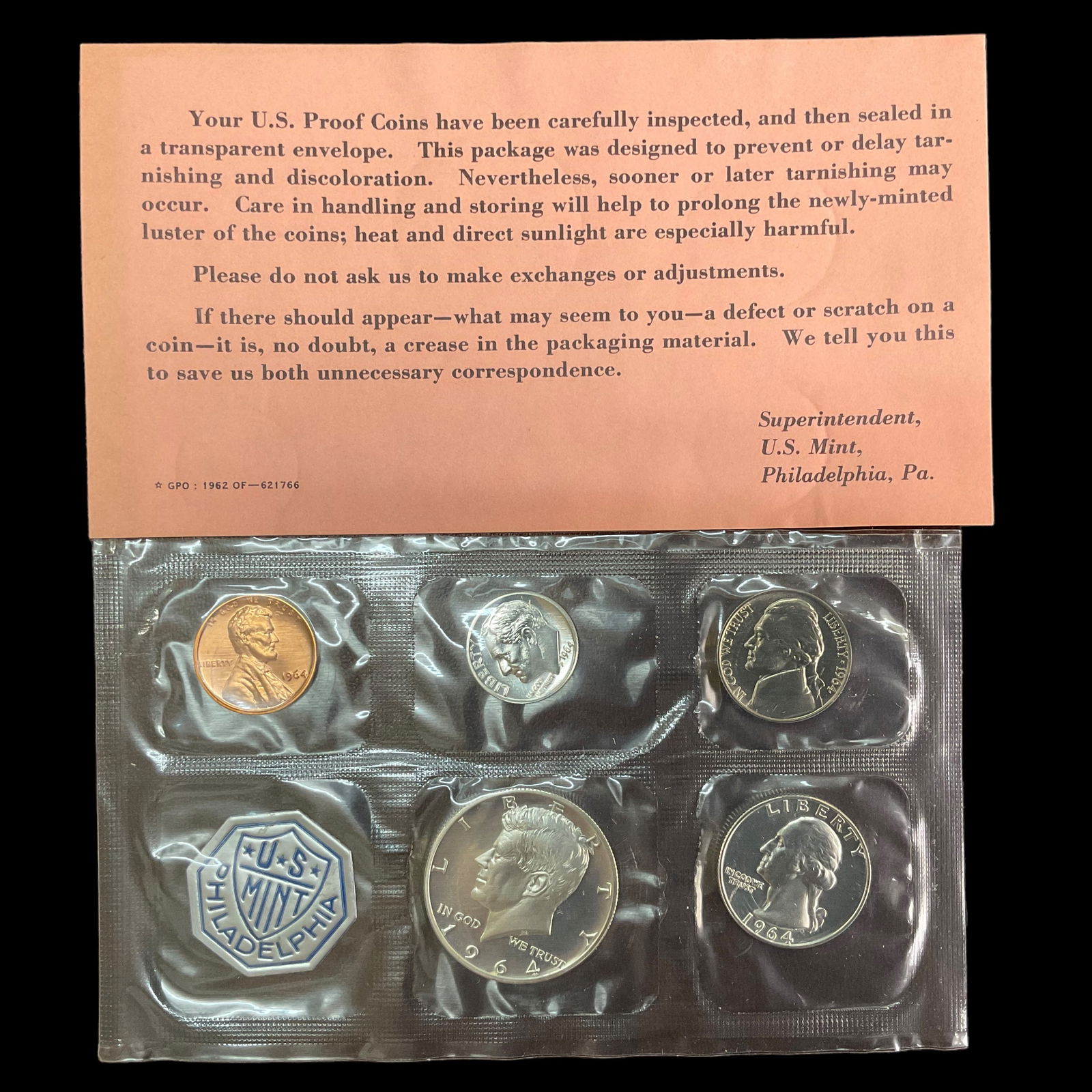 1964 US Mint Proof 5-Coin Set Philadelphia Mint (1 of 5)