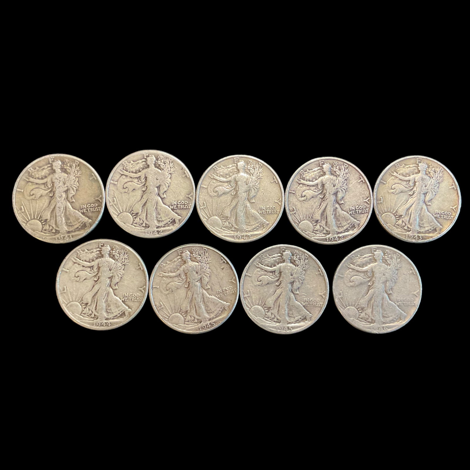 Group of 9 Walking Liberty Silver Half Dollar 1940s (1 of 20)