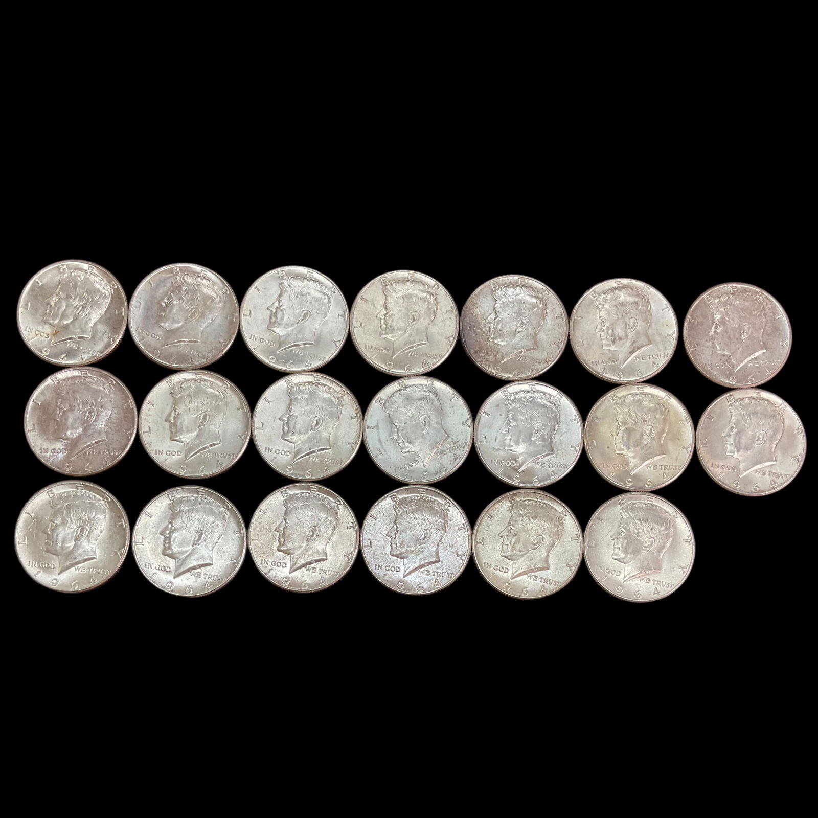 Group of 20 1964 Kennedy Silver Half Dollars (1 of 3)