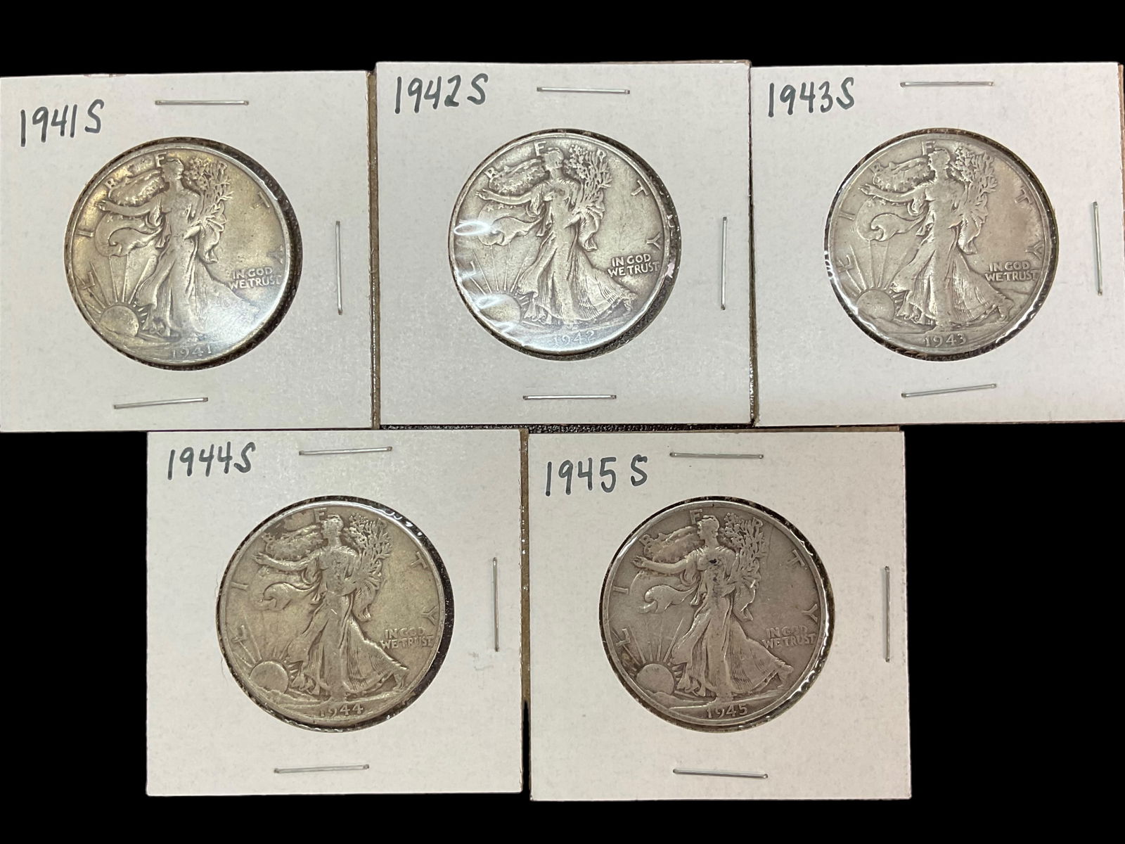 Group of 5 Walking Liberty Silver Half Dollars San Francisco Mint (1 of 12)