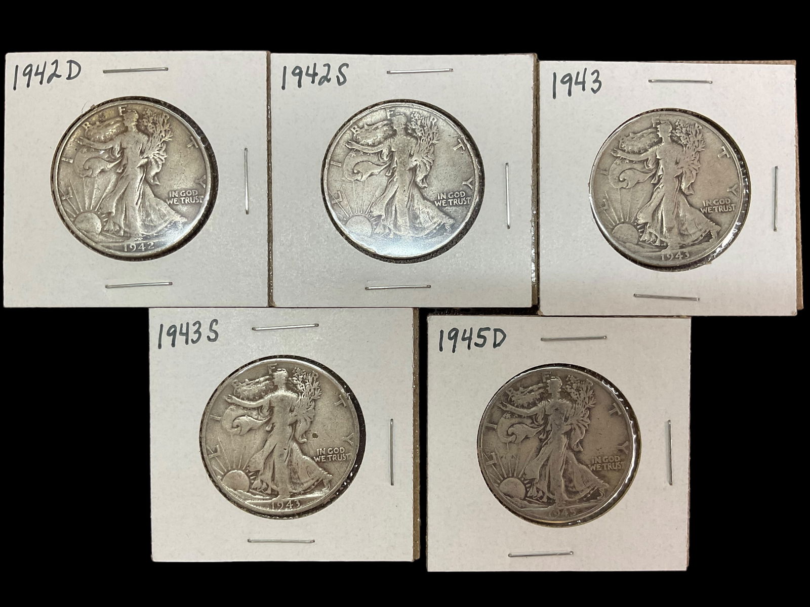 Group of 5 Walking Liberty Silver Half Dollars (1 of 12)