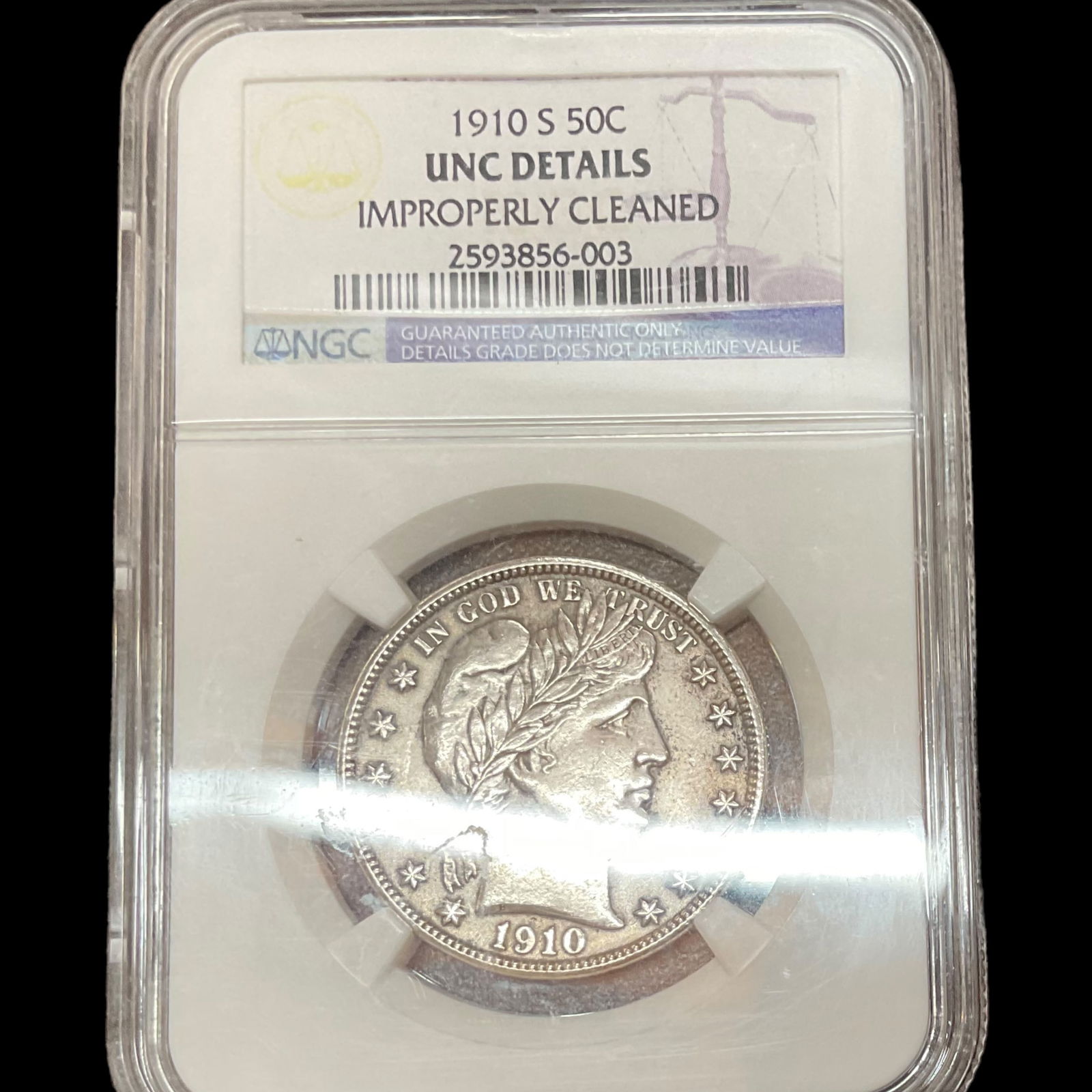 1910 S Barber Silver Half Dollars UNC NGC Details IMPROPERLY CLEANED (1 of 4)