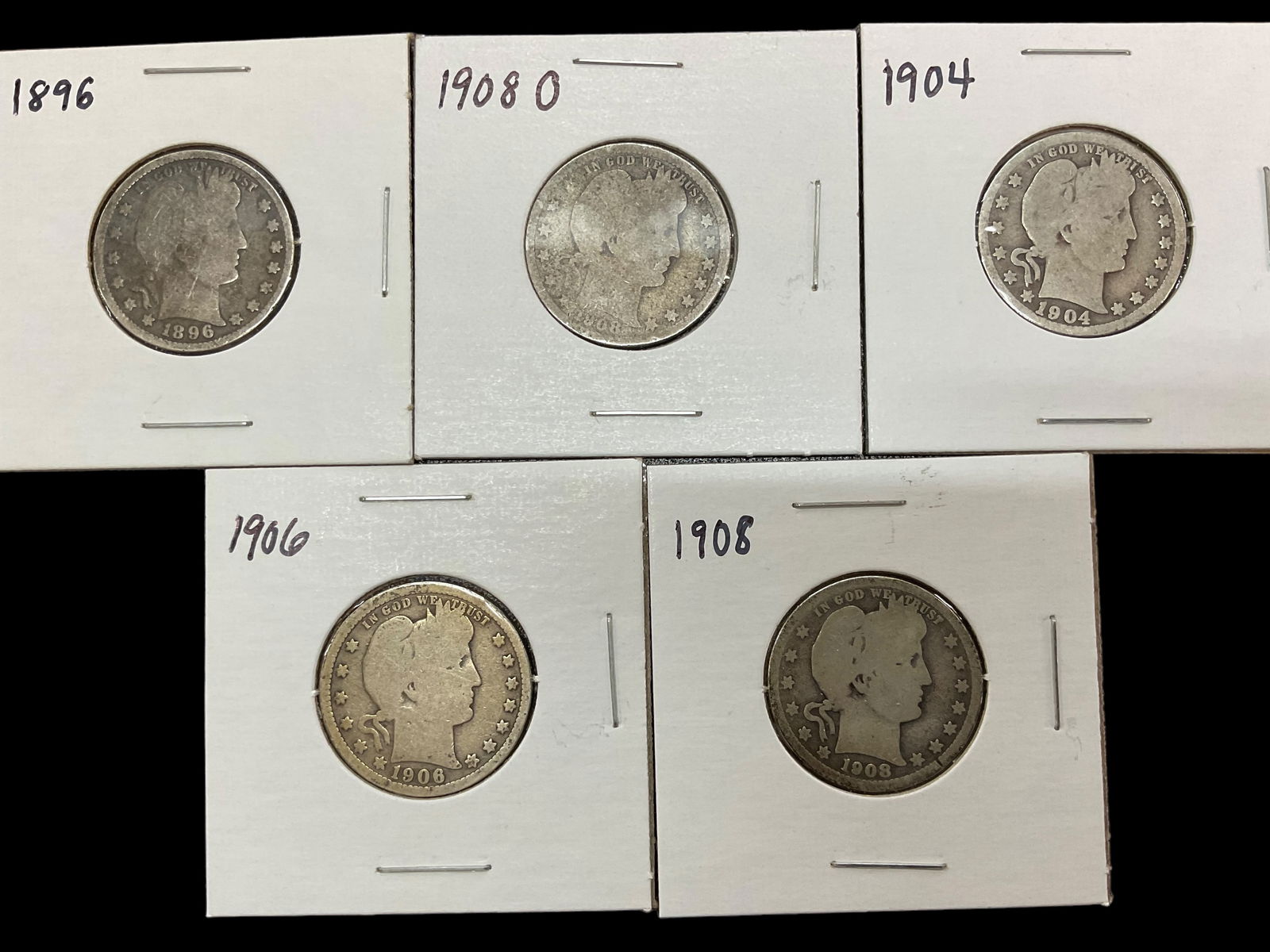 Group of 5 Barber Silver Quarters (1 of 2)